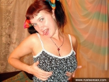 Russian teen brunette masturbating with red dildo