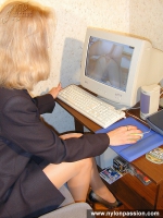 Pantyhose MILF secretary masturbating