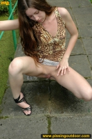 Pissing outdoor on stone ladder