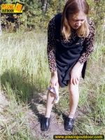 Outdoor pissing of pregnant teen blonde