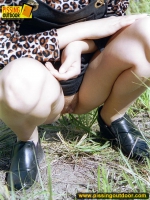 Outdoor pissing of pregnant teen blonde