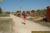 Outdoor pissing of teen brunette shocking villagers