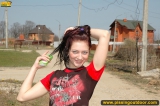 Outdoor pissing of teen brunette shocking villagers