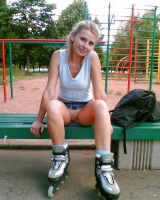 No Panty Up Skirt Outside -2