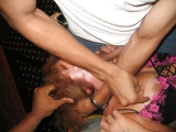 Mature redhead Gwen roughly gang fucked