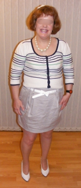 Slutty secretary in tights and white stilettos