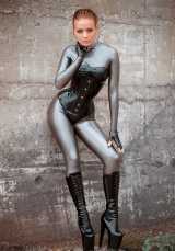 Latex lesbian oiled