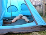 my cooling down in tent and the mrs tempting me
