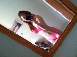 Brunette teen selfies - trying out her new phone camera
