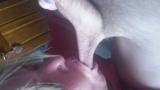 Blonde slut deapthroats cock
