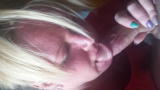 Blonde slut deapthroats cock