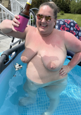 Hot BBW wife with big nipples, sexy belly and hairy pussy