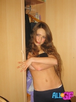 Long haired girlfriend striptease