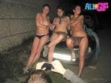 Topless girlfriend public blowjob