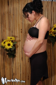 Pregnant slut Talia playing with her tits and snatch - N