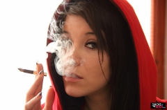 Busty Adrianne Black smoking - N