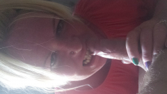 Blonde slut deapthroats cock - N