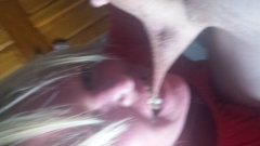 Blonde slut deapthroats cock - N