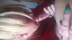 Blonde slut deapthroats cock - N