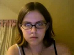 Nerdy Teen Strips And Masturbates On Cam