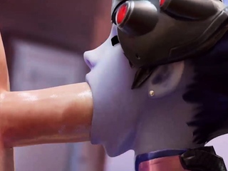 Nice 3D Widowmaker Sucking a Huge Thick Cock