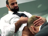 MENATPLAY Blond Hunk Matthew Anders Ass Fucks Bearded Waiter