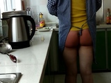 Pervert Chinese wife spanked in kitchen