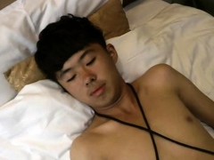 Cute Thai Guy Roped Cumshot