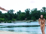 Nude beach lady with her friends