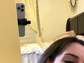 Independent Teen brunette girl toying pussy outdoor