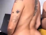 Brunette amateur babe strips off and masturbates
