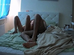 Small tit brunette amateur tugs on a big willie