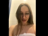 Brunette amateur babe strips off and masturbates