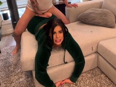 Horny brunette tight teen ass hole for hardcore hammering