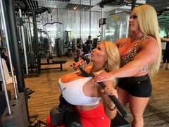 An awesome blond woman with big boobs part1