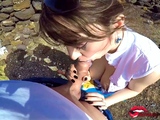 Amateur adorable blonde and brunette girls doing blowjob