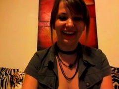 Brunette Webcam Girl Goes Bra-less and Bares All