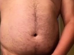 Hairy Bear Jerking Off and Cumming in the Shower