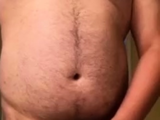 Hairy Bear Jerking Off and Cumming in the Shower