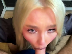 Rushed over to see magnificent blonde, jizz in mouth during